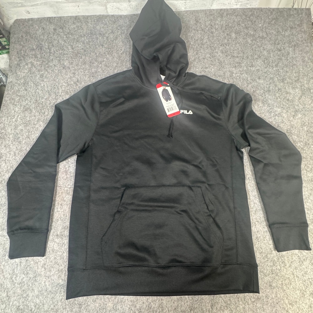 Fila Mens Black Performance Pullover Hoodie Sweatshirt Size Medium NWT 1202